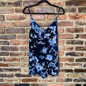Lacausa Blue Tie Dye Sleeveless Spaghetti Strap Playsuit Romper Women's Size XS